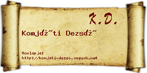 Komjáti Dezső névjegykártya